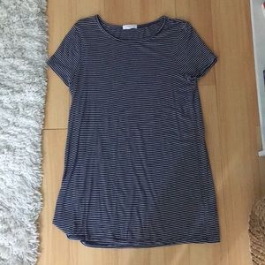 Navy and white striped socialite t-shirt dress